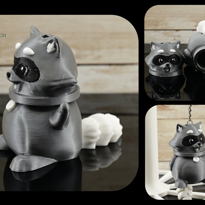 Cobotech Articulated Raccoon Storage Keychain by Cobotech image