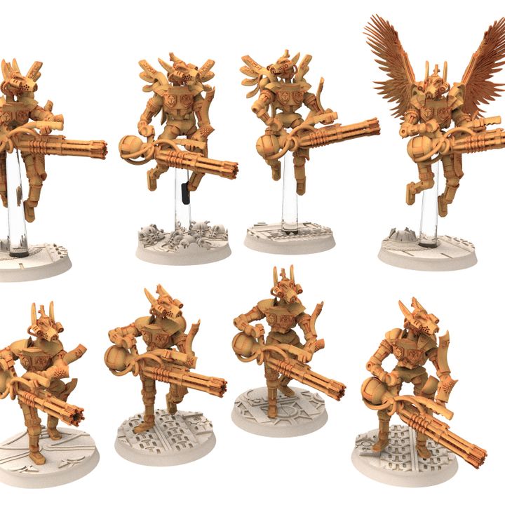 Cinan - Anubis - Chemou - Unshou : Support, Battle Drone, space robot guardians of the Necropolis, modular posable miniatures