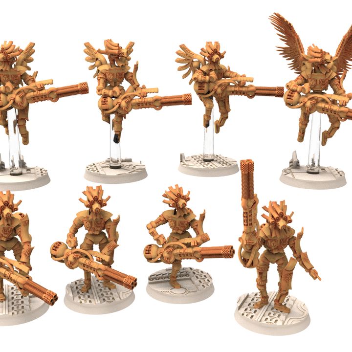 Cinan - Anubis - Chemou - Yebou : Support, Battle Drone, space robot guardians of the Necropolis, modular posable miniatures