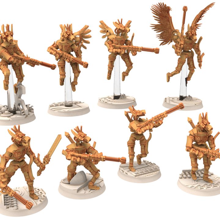 Cinan - Anubis - Peret - Ammit : Line, Battle Drone, space robot guardians of the Necropolis, modular posable miniatures