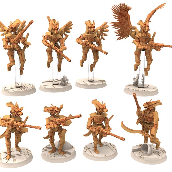 Cinan - Anubis - Peret - Anukis : Line, Battle Drone, space robot guardians of the Necropolis, modular posable miniatures