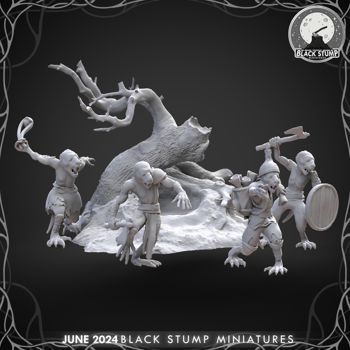 Kobold Pack with Warren! 4 Miniatures + Environment piece + Bases + 5E Stats .pdf! image