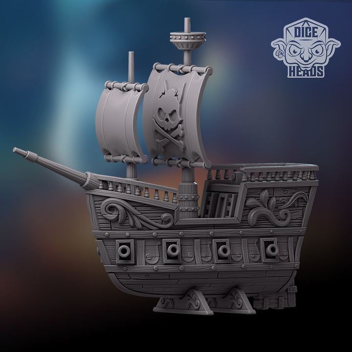 3D Printable Pirate Ship (Cut for FDM printing) by Dice Heads