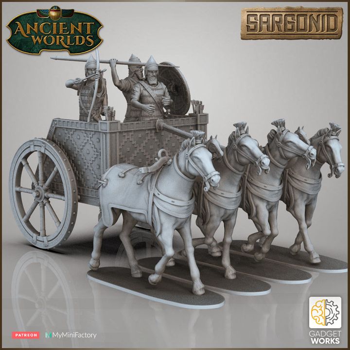 28mm Neo Assyrian 4 horse chariots - Sargonid