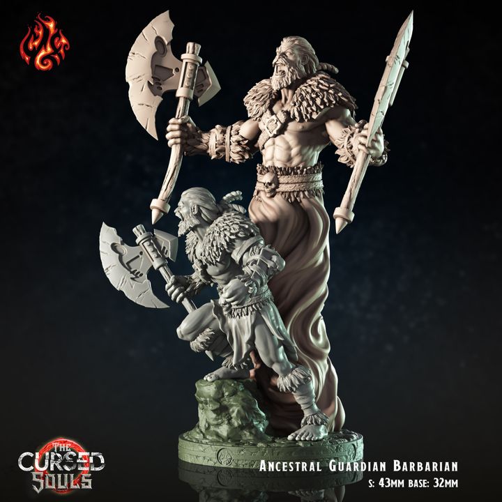 3D Printable Ancestral Guardian Barbarian by Crippled God Foundry