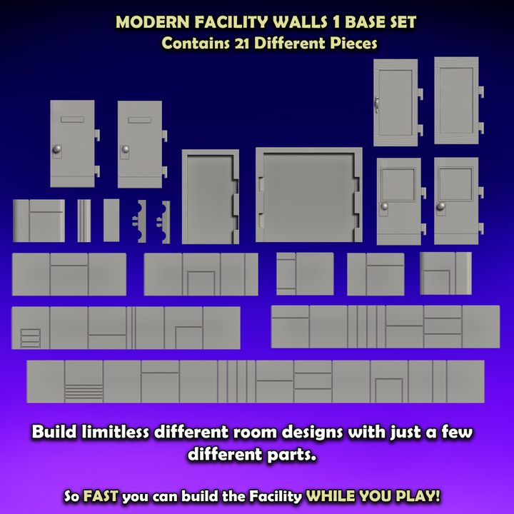 Magna-Build FACILITY WALLS Base Set 1 -Magnetic RPG Terrain image
