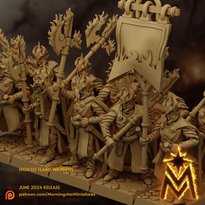 High Elf Flame Wardens | 32mm Scale Presupported Miniatures