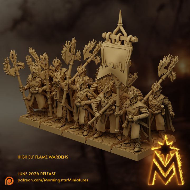 3D Printable High Elf Flame Wardens | 32mm Scale Presupported ...