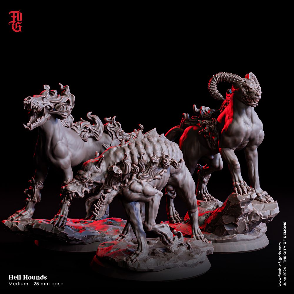 3D Printable Hell Hounds by Flesh of Gods