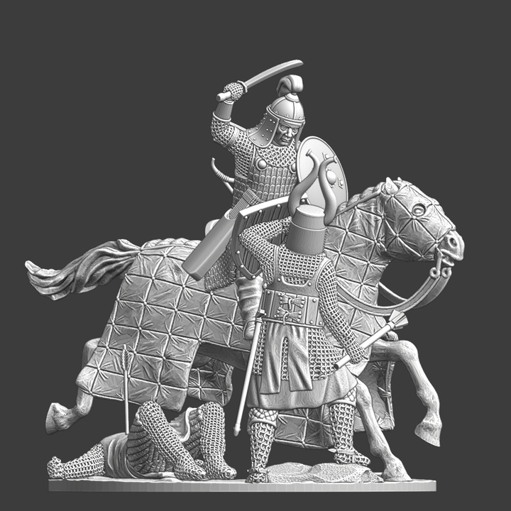 Mongol warrior vs. Crusader knight - vignette image