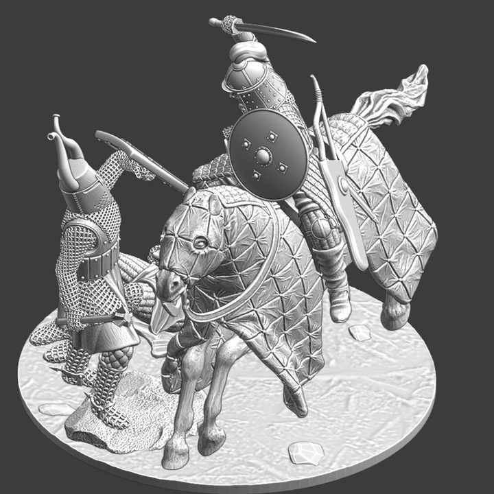 Mongol warrior vs. Crusader knight - vignette image