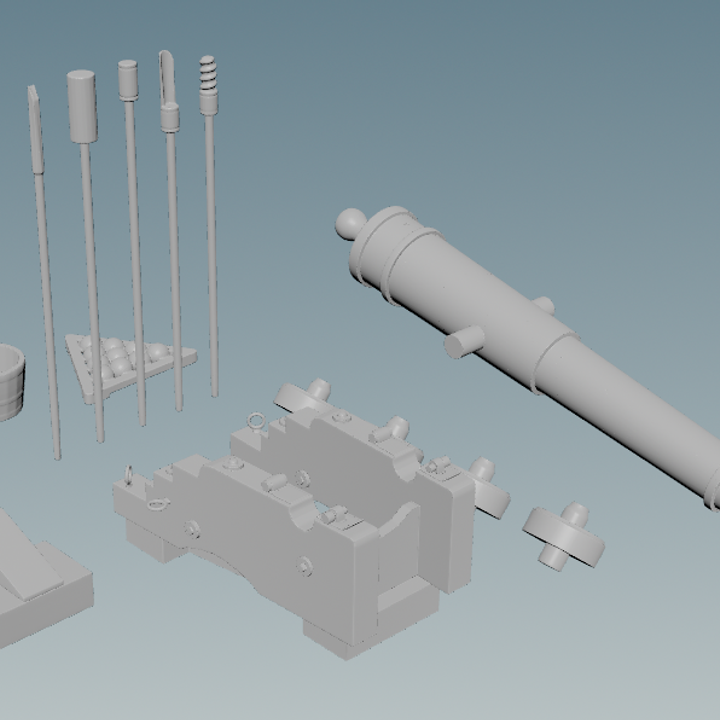 3D Printable 18 Century 12 pounder naval cannon by BLACK COG Workshop