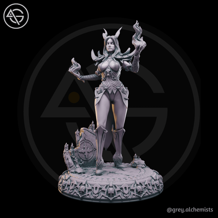 Selene the Tiefling Sorcerer, DnD Miniatures - Fantasy Character in 32mm & 75mm - DnD STL (Pre-Supported)