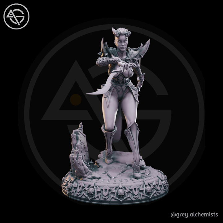 Xanthe the Tiefling Assasin, Fantasy Character in 32mm & 75mm - DnD STL (Pre-Supported) image