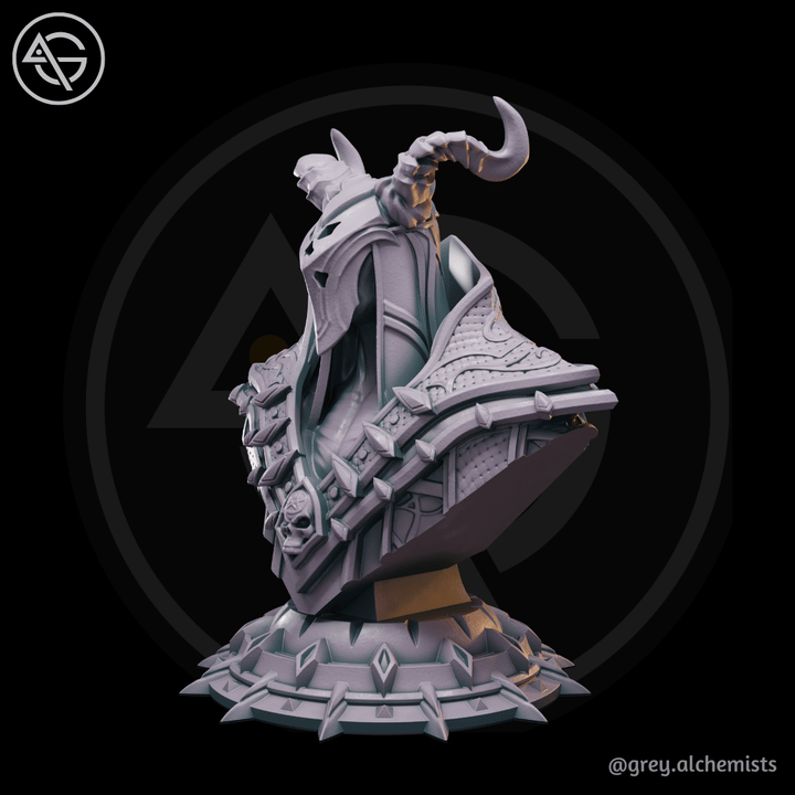 Miniature Bust - Vardok the Tiefling Warlock, DnD Minis - Fantasy Character Bust for Painting 90mm Height - DnD STL (Pre-Supported)