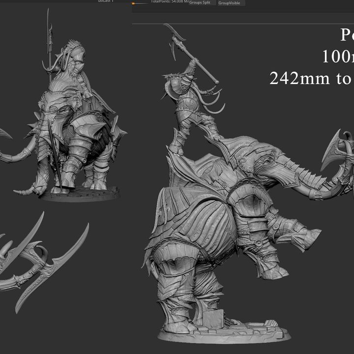 3D Printable Armored Mammoth and Mammoth Rider (Pose 1 of 2) by Mini ...