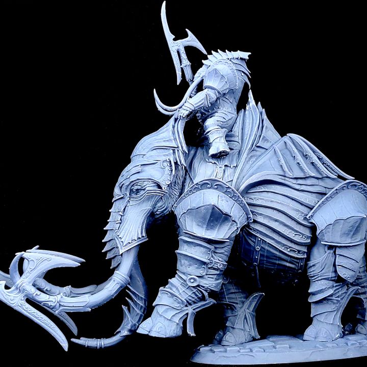 3D Printable Armored Mammoth and Mammoth Rider (Pose 1 of 2) by Mini ...