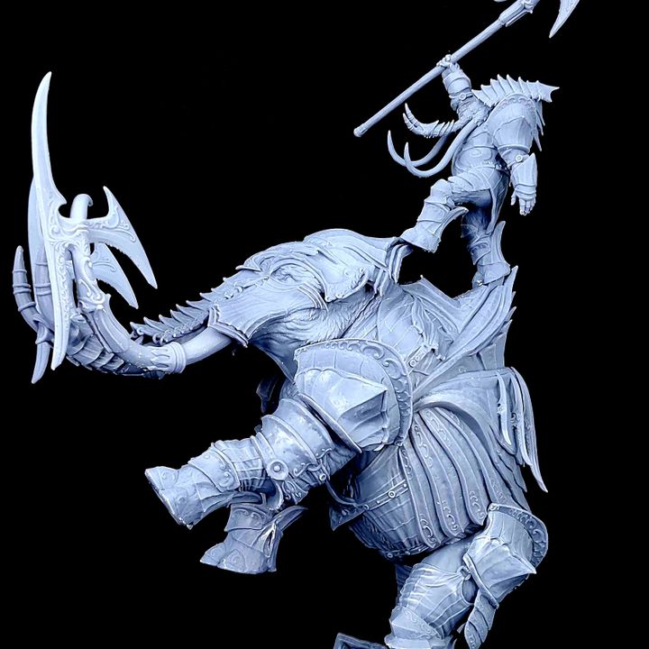 3D Printable Armored Mammoth and Mammoth Rider (Pose 2 of 2) by Mini ...