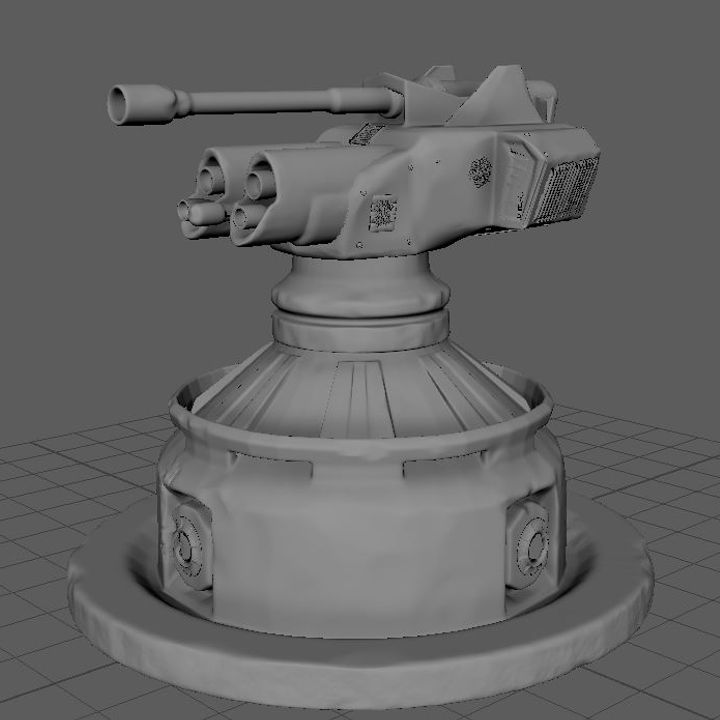 3D Printable Stylized sci fi turret by Daniel Mortensen