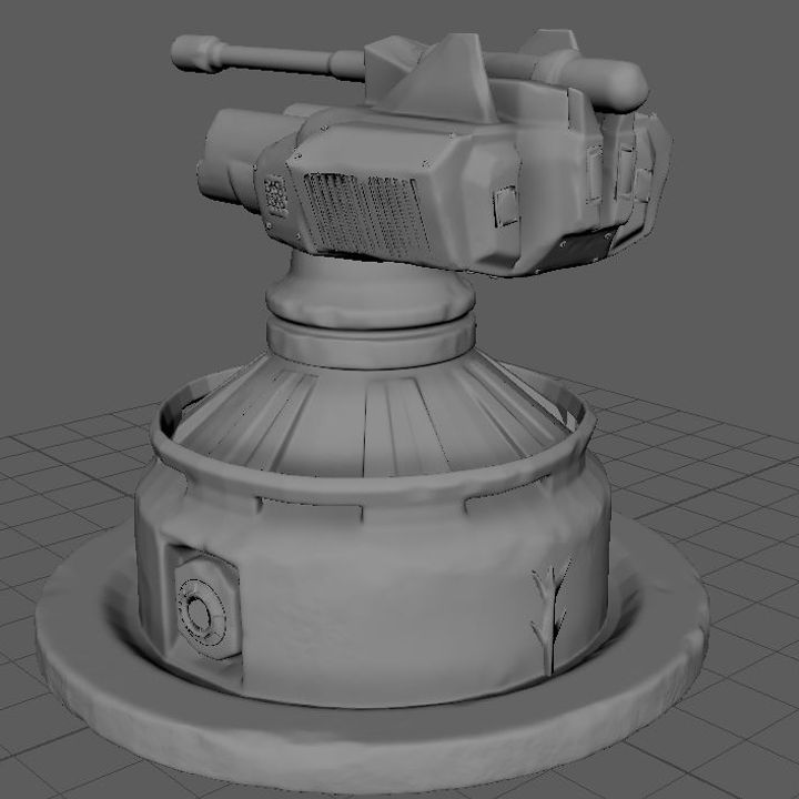 3d Printable Stylized Sci Fi Turret By Daniel Mortensen