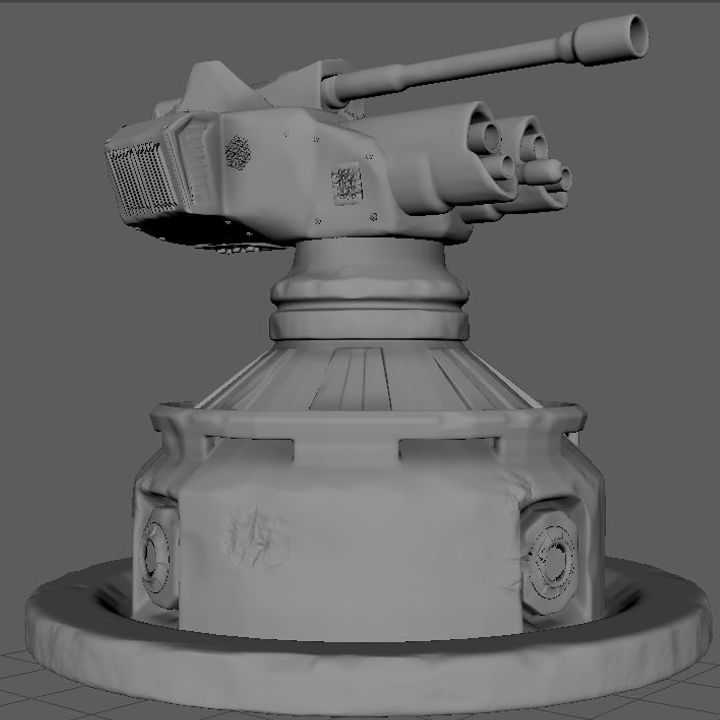 3D Printable Stylized sci fi turret by Daniel Mortensen