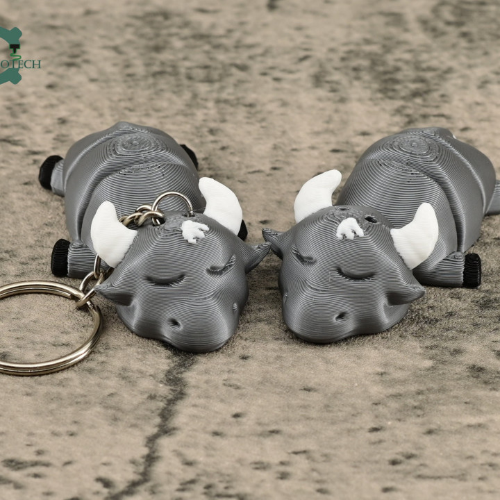 Cute Sleeping Animal Keychain Articulated Buffalo Keychain by Cobotech