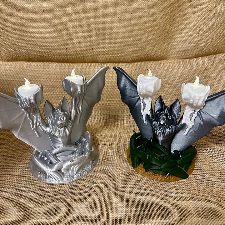 3D Printable Vampire Bat Tea Light Holder by Rye Moore