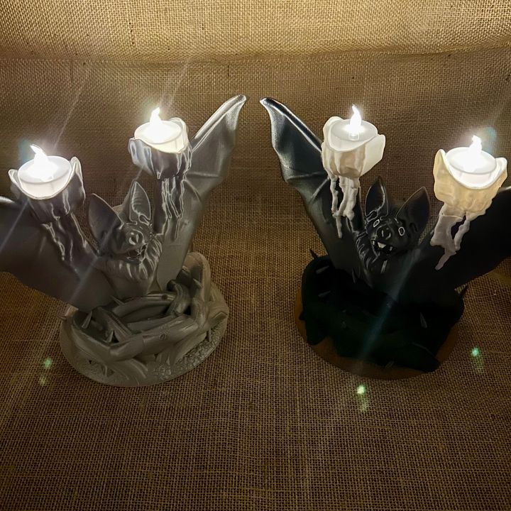 3D Printable Vampire Bat Tea Light Holder by Rye Moore