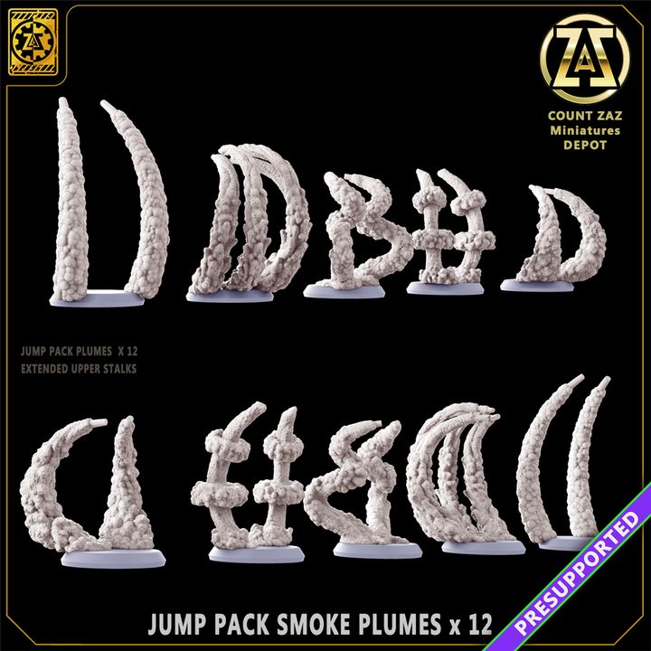 3d Printable Jump Pack Smoke Plumes - 12 Individual Designs By Adam Rodgers