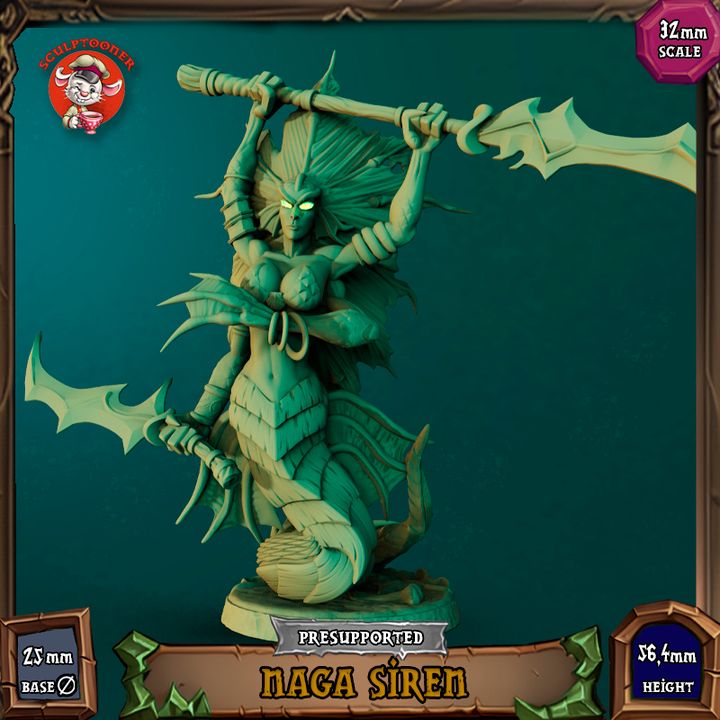 Naga Siren - 32mm scale pre-supported miniature