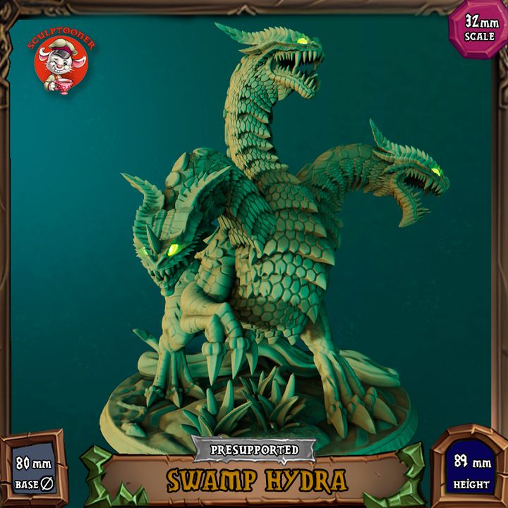 Swamp Hydra - 32mm scale pre-supported miniature