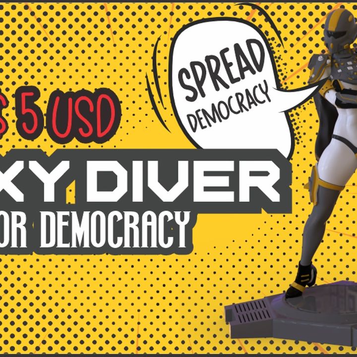 Sexy Diver - For Democracy. Female 3d Model STL wargames