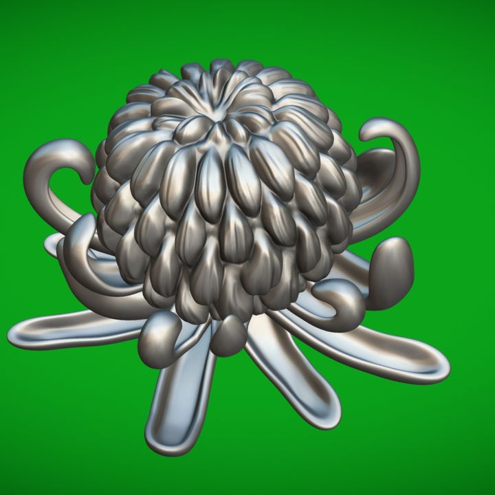 Chrysanthemum Incurve 3D Floral Model supported image
