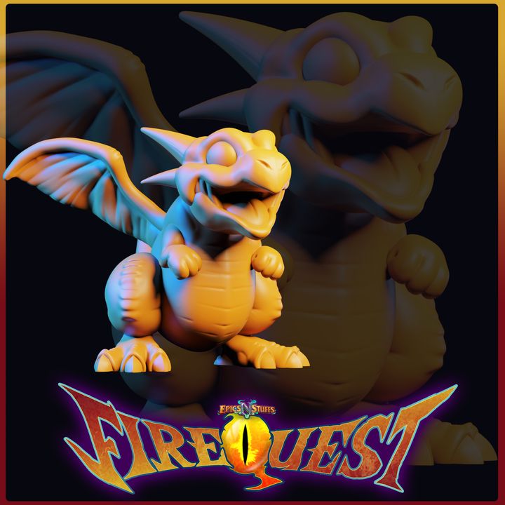 Whelpling, Fire Quest Miniature - Pre-Supported image