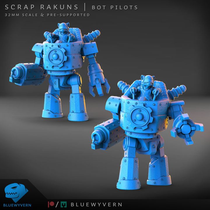 3D Printable Scrap Rakuns - Complete Set B (Modular) by BlueWyvern