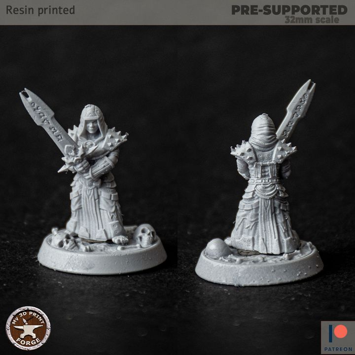 3D Printable Death Knight Dwarf Female 3 models by My3DPrintForge