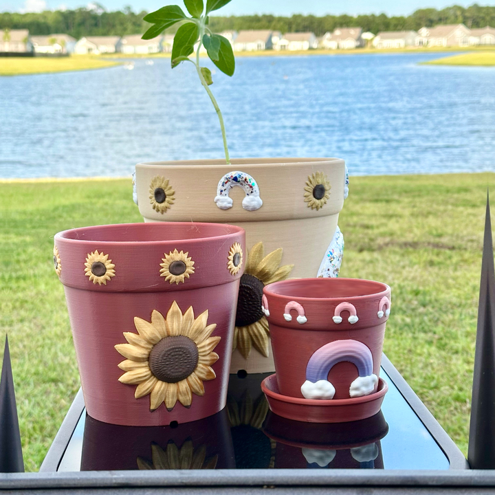 Sunflower and Rainbow Planters image