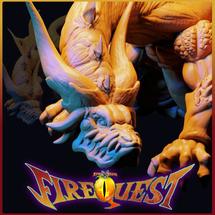 Ancient Dragon, Fire Quest Miniature - Pre-Supported image