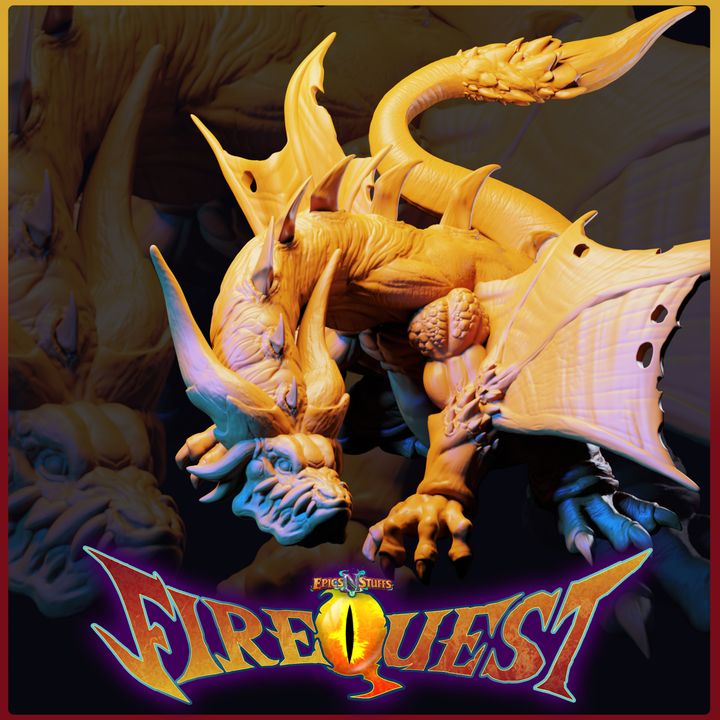 Ancient Dragon, Fire Quest Miniature - Pre-Supported image