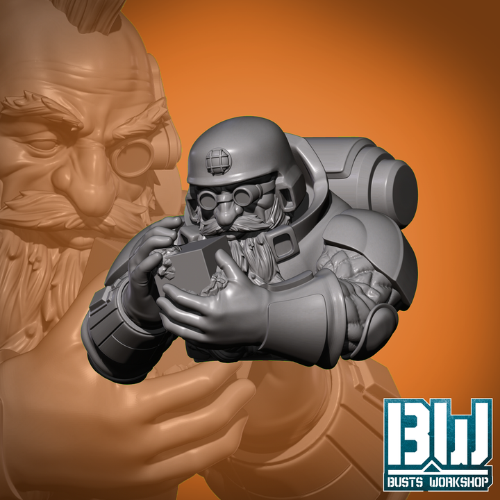 Space Dwarf Miner (55mm bust)