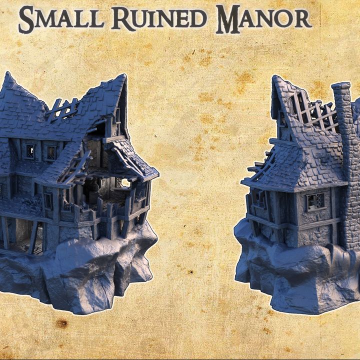 Small Ruined Manor - Tabletop Terrain - 28 MM image