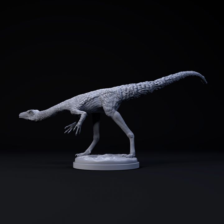 Compsognathus sneaking eating 1-6 scale pre-supported FREE dinosaur image