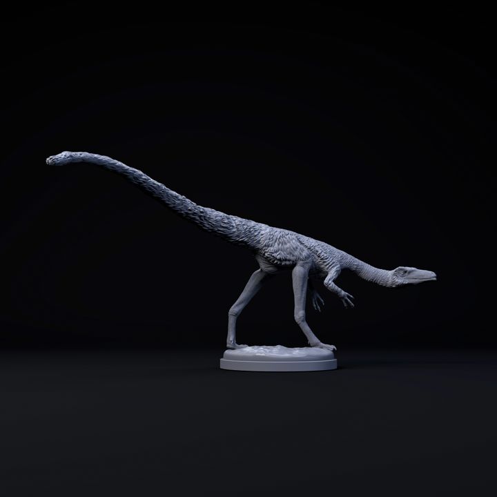 Compsognathus sneaking eating 1-6 scale pre-supported FREE dinosaur image
