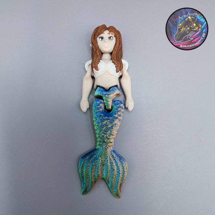 3D Printable Flexi Mini Mermaid and Tiny Mermaid Keychain by Kirsten M