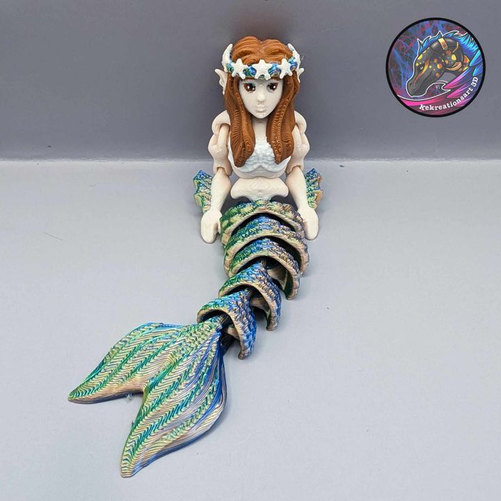 3D Printable Flexi Mini Mermaid and Tiny Mermaid Keychain by Kirsten M