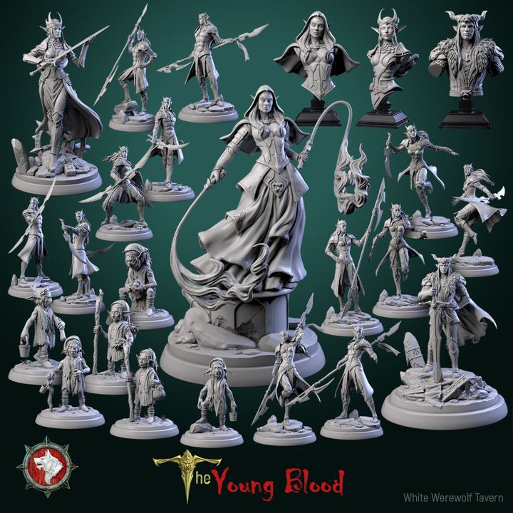 'The Young Blood' June 2024 release 24 STL's miniatures pre-supported + dnd 5e stats block