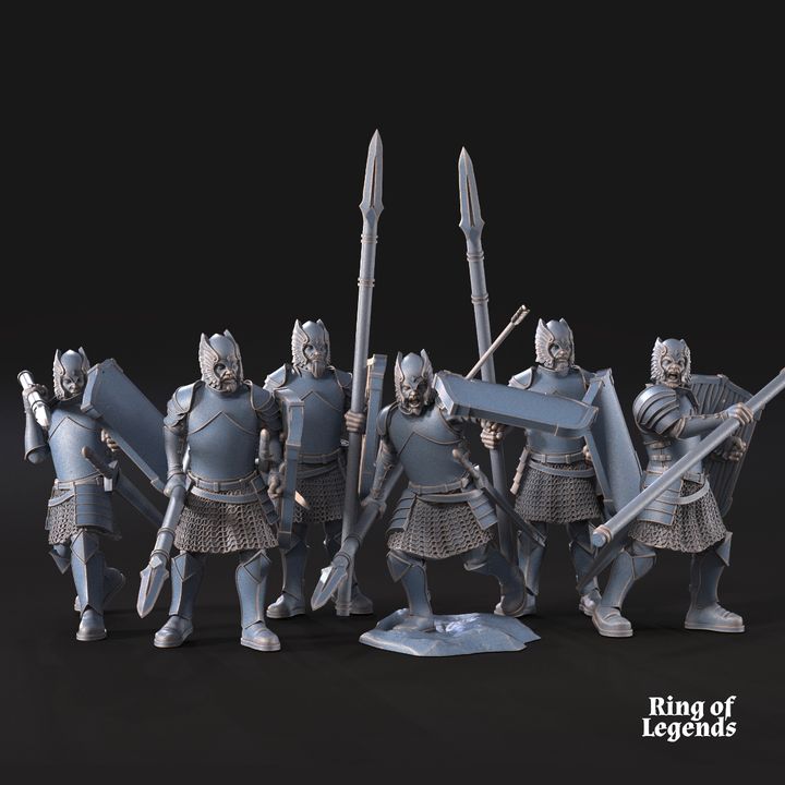 6x Grey Castle warriors with spears ft | Grey Castle | Fantasy