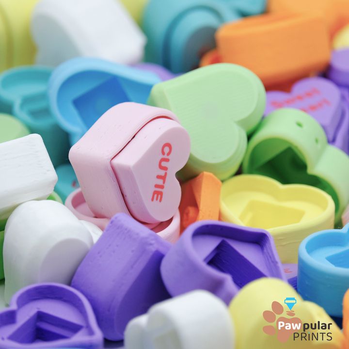 3D Printable Conversation Heart Remix MEGA-Pack, Fidget Keychain