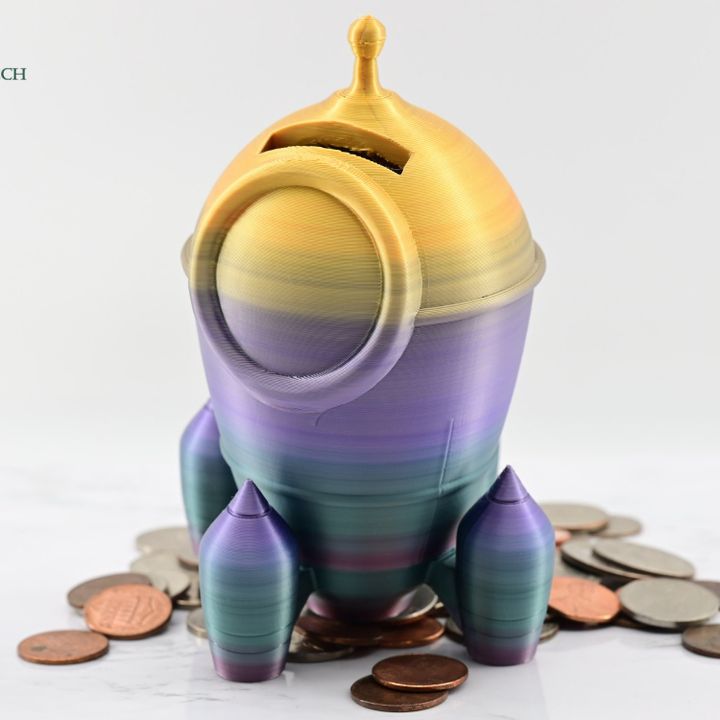 Cobotech Rocket Piggy Bank by Cobotech - Space Themed Piggy Bank - Unique Kids Room Decor - Fun Coin Bank Gift Idea