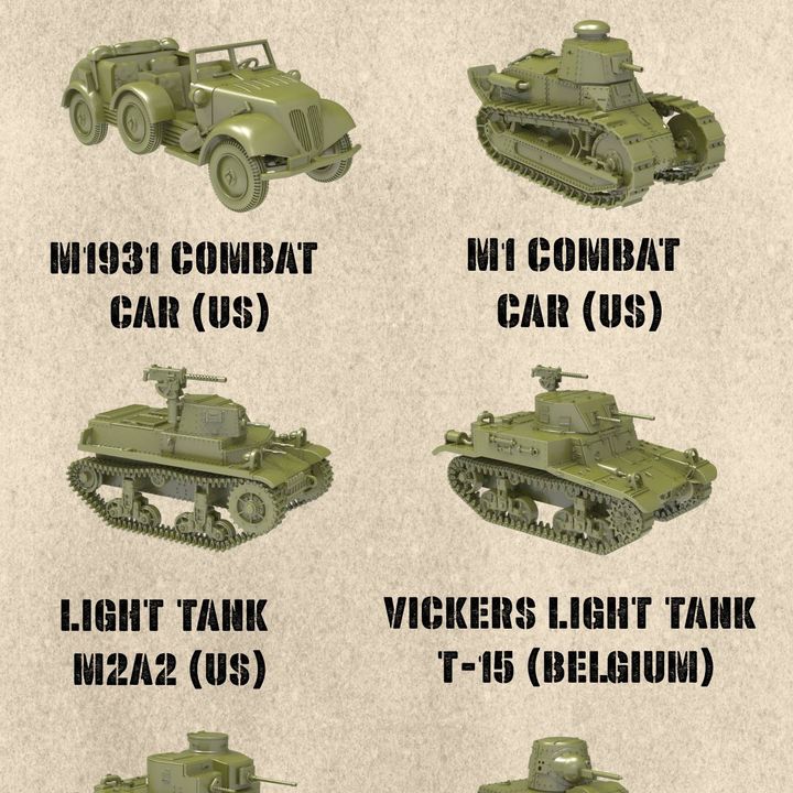STL PACK - 14 Fighting vehicles of INTERWAR (1918-1939) - PERSONAL USE